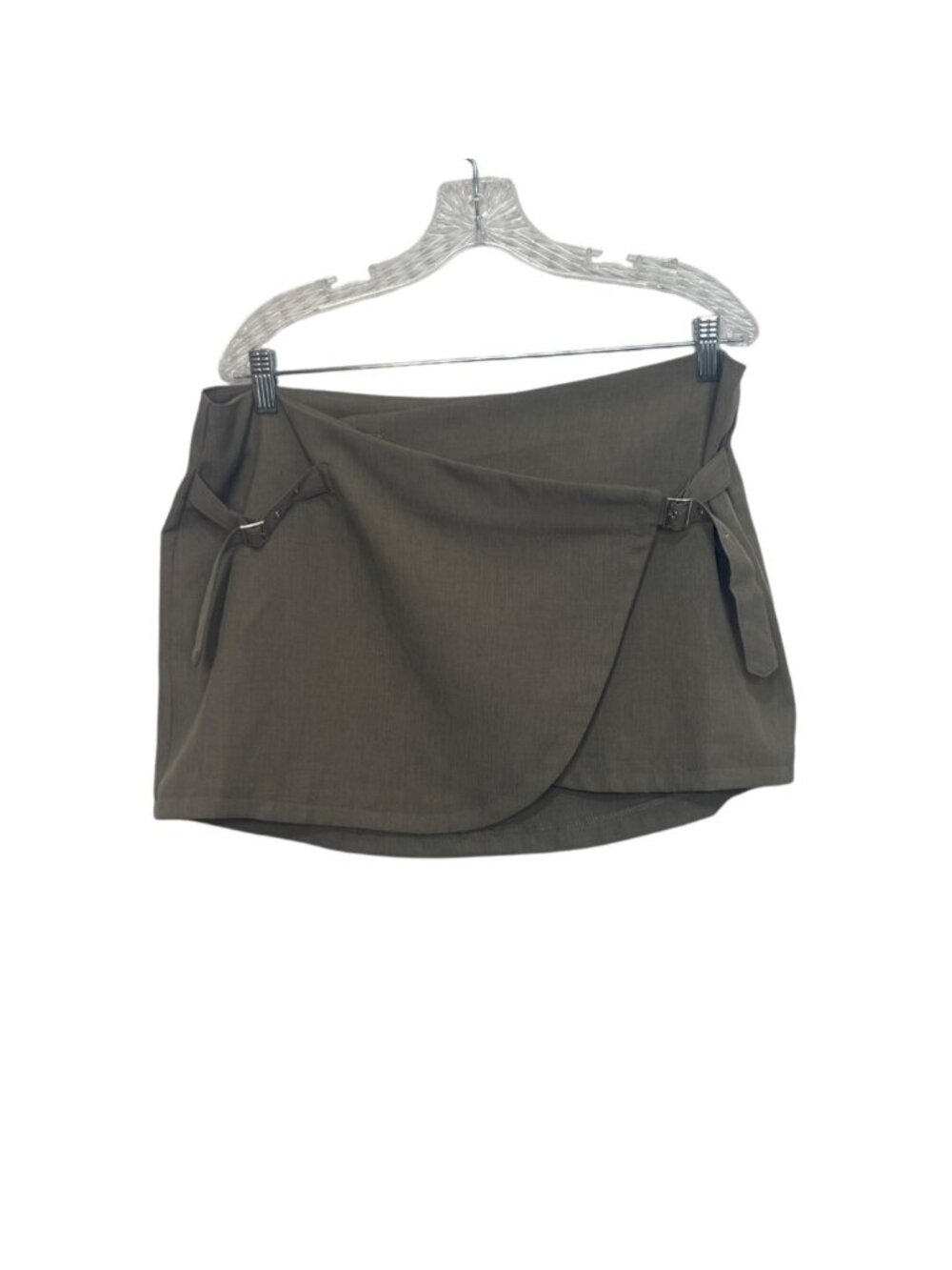 Pretty Little Thing Micro Mini Skirt Womens Size 12 Khaki New Wrap Tailored